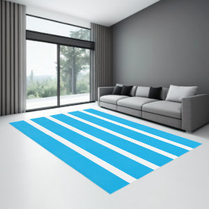 Skye Blue and White Minimal Stripes Office Rug