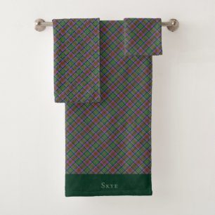 Skye Green Violet Earth Tartan Plaid Bath Towel Set