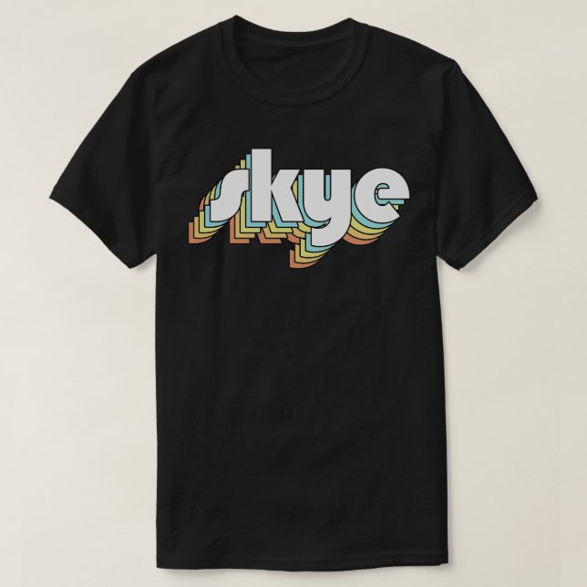 Skye Retro Rainbow Typography Faded Style T-Shirt (Design Front)