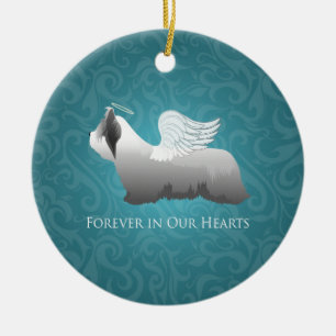 Skye Terrier Angel Design Ceramic Ornament