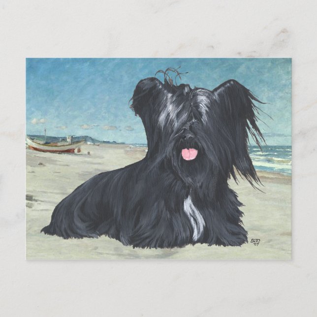 Skye Terrier at the Beach Postcard (Front)