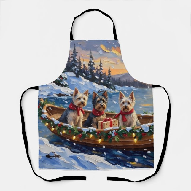 Skye Terrier Christmas Boat Holiday Apron (Front)