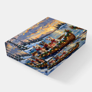 Skye Terrier Christmas Boat Holiday Paperweight