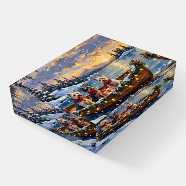 Skye Terrier Christmas Boat Holiday Paperweight (Angled)