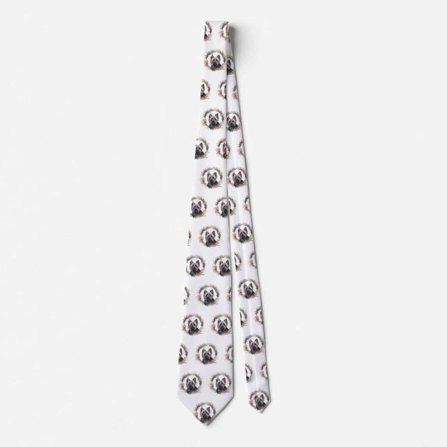 Skye Terrier Christmas Wreath Festive Pup Neck Tie (Front)