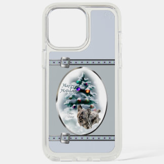 Skye Terrier Cute Blue Christmas Holidays iPhone 15 Pro Max Case