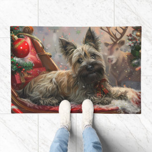 Skye Terrier Dog Christmas Festive Doormat