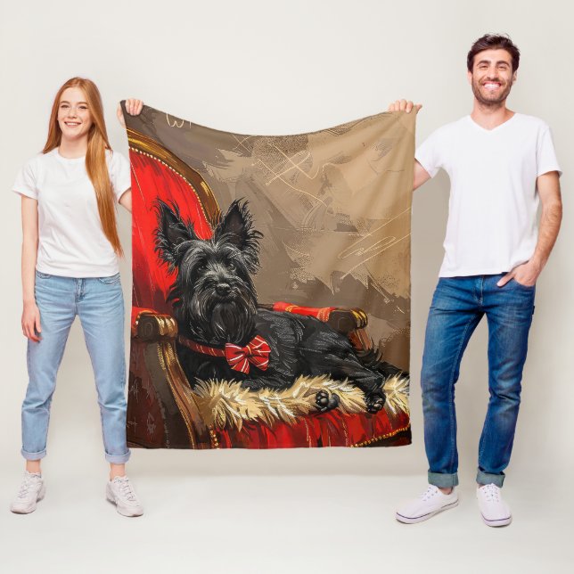 Skye Terrier Dog Christmas Festive  Fleece Blanket (In Situ)