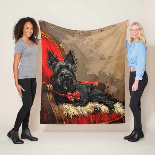 Skye Terrier Dog Christmas Festive  Fleece Blanket