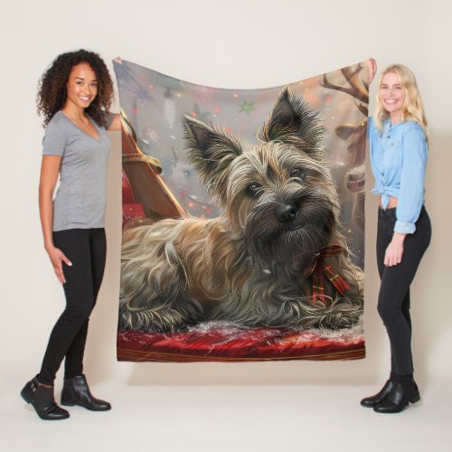 Skye Terrier Dog Christmas Festive Fleece Blanket