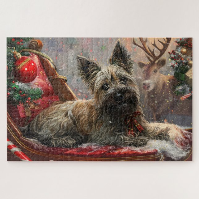 Skye Terrier Dog Christmas Festive Jigsaw Puzzle (Horizontal)
