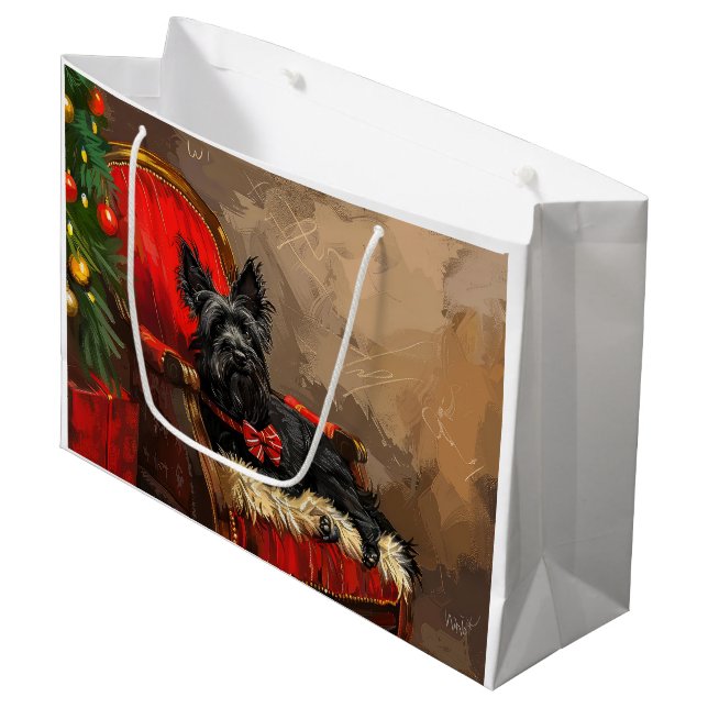 Skye Terrier Dog Christmas Festive  Large Gift Bag (Front Angled)