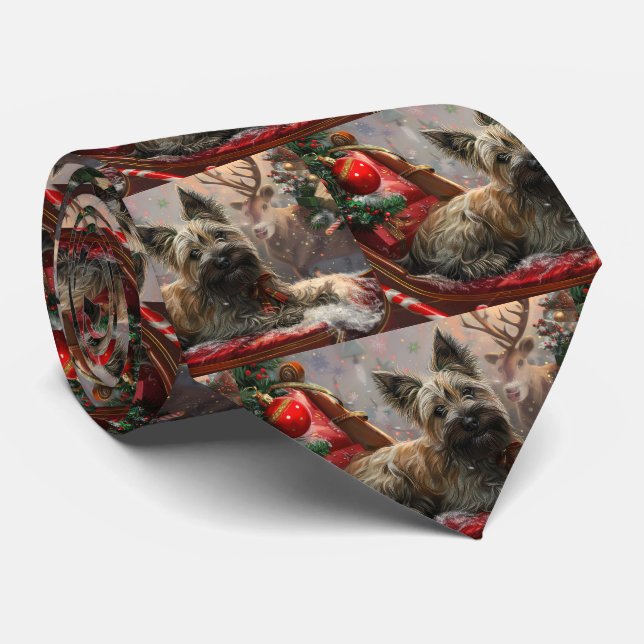 Skye Terrier Dog Christmas Festive Neck Tie (Rolled)