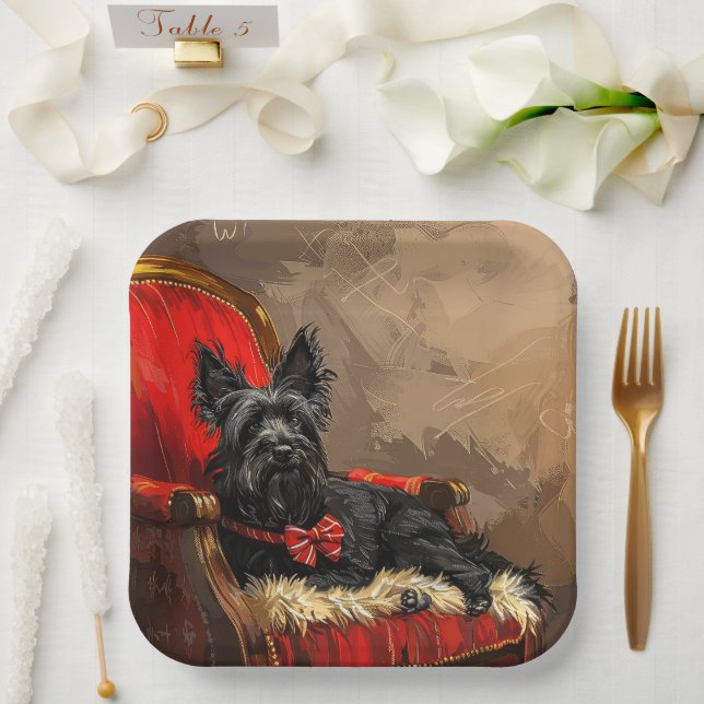 Skye Terrier Dog Christmas Festive  Paper Plates (Wedding)