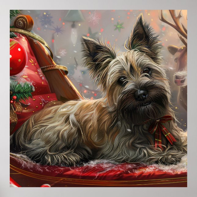 Skye Terrier Dog Christmas Festive Poster (Front)