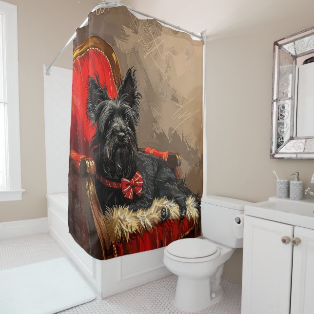 Skye Terrier Dog Christmas Festive  Shower Curtain (In Situ)