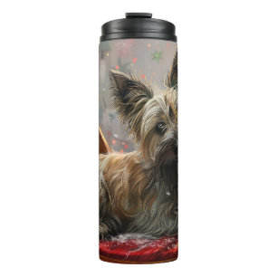 Skye Terrier Dog Christmas Festive Thermal Tumbler