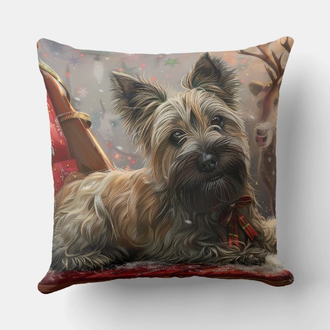 Skye Terrier Dog Christmas Festive Throw Pillow (Back)