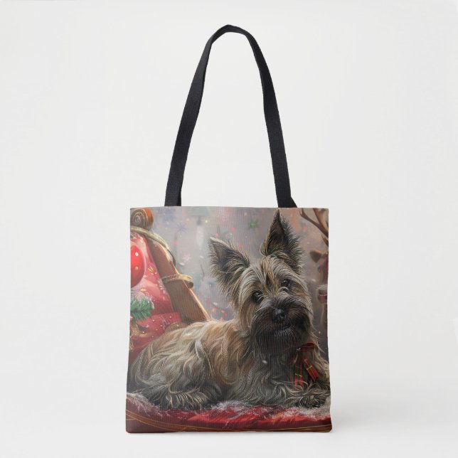 Skye Terrier Dog Christmas Festive Tote Bag (Front)