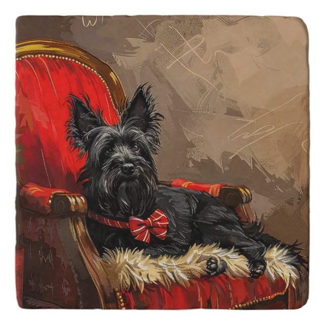 Skye Terrier Dog Christmas Festive  Trivet (Front)