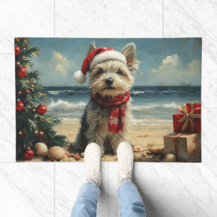 Skye Terrier Dog Christmas Vintage Beach Doormat