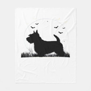 Skye Terrier Dog � Halloween Moon Silhouette Class Fleece Blanket