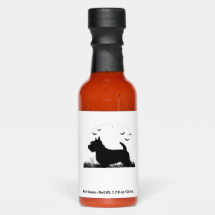 Skye Terrier Dog � Halloween Moon Silhouette Class Hot Sauces