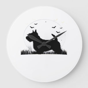 Skye Terrier Dog � Halloween Moon Silhouette Class Large Clock