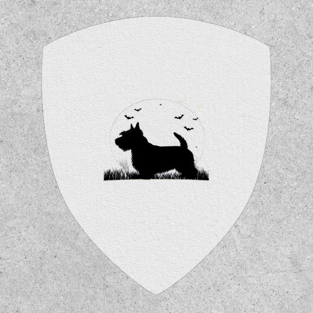 Skye Terrier Dog � Halloween Moon Silhouette Class Patch (Front)