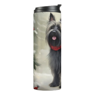 Skye Terrier Dog in Snow Christmas Thermal Tumbler