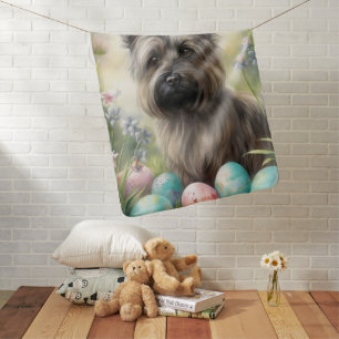 Skye Terrier Dog with Easter Eggs Holiday Baby Blanket