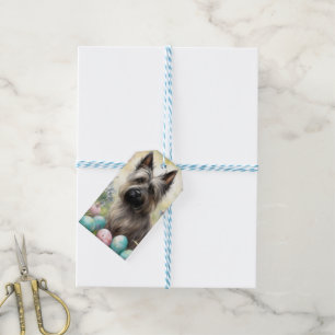 Skye Terrier Dog with Easter Eggs Holiday  Gift Tags