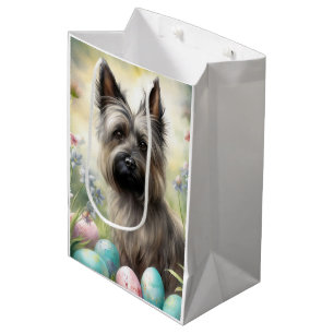Skye Terrier Dog with Easter Eggs Holiday Medium Gift Bag
