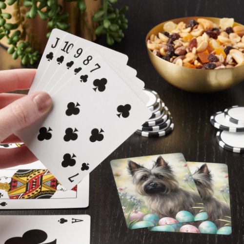 Skye Terrier Dog with Easter Eggs Holiday  Playing Cards
