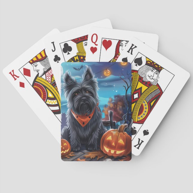 Skye Terrier Halloween Spooky  Poker Cards (Back)