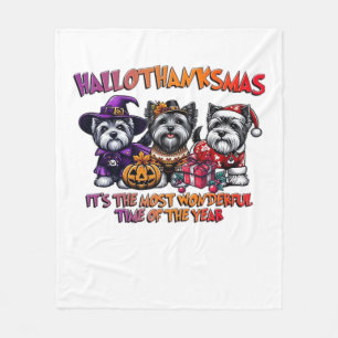 Skye Terrier Halloween Thanksgiving Christmas Clas Fleece Blanket