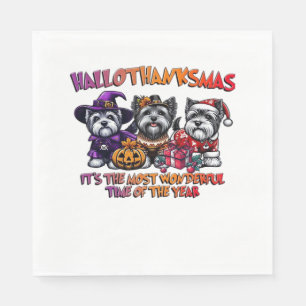 Skye Terrier Halloween Thanksgiving Christmas Clas Napkins