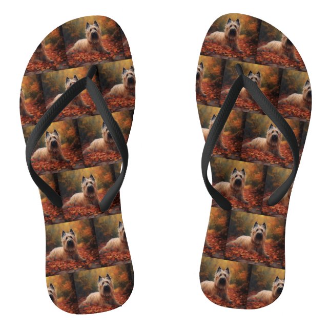 Skye Terrier in Autumn Leaves Fall Inspire Flip Flops (Footbed)