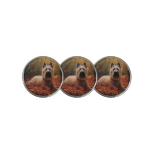 Skye Terrier in Autumn Leaves Fall Inspire Golf Ball Marker