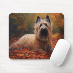 Skye Terrier in Autumn Leaves Fall Inspire Mouse Pad