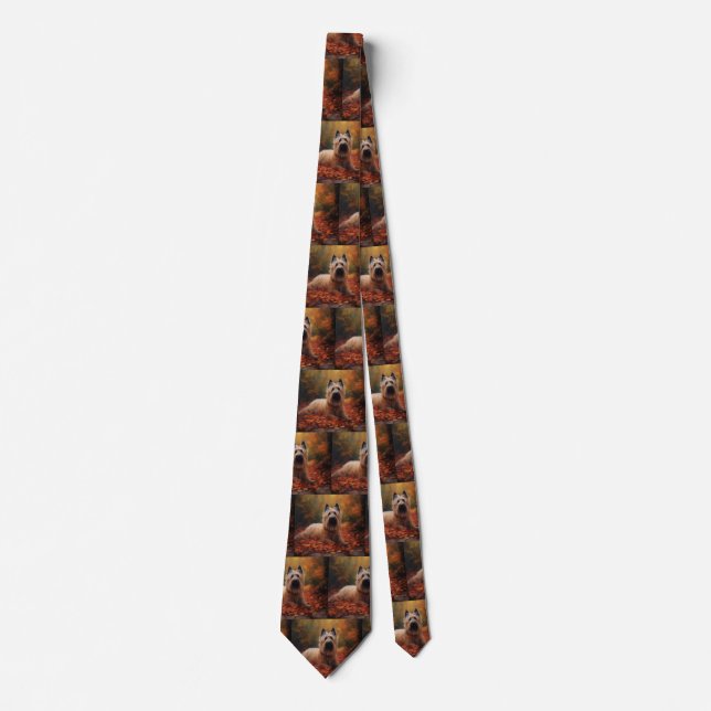 Skye Terrier in Autumn Leaves Fall Inspire Neck Tie (Front)