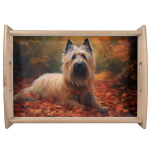 Skye Terrier in Autumn Leaves Fall Inspire Serving Tray