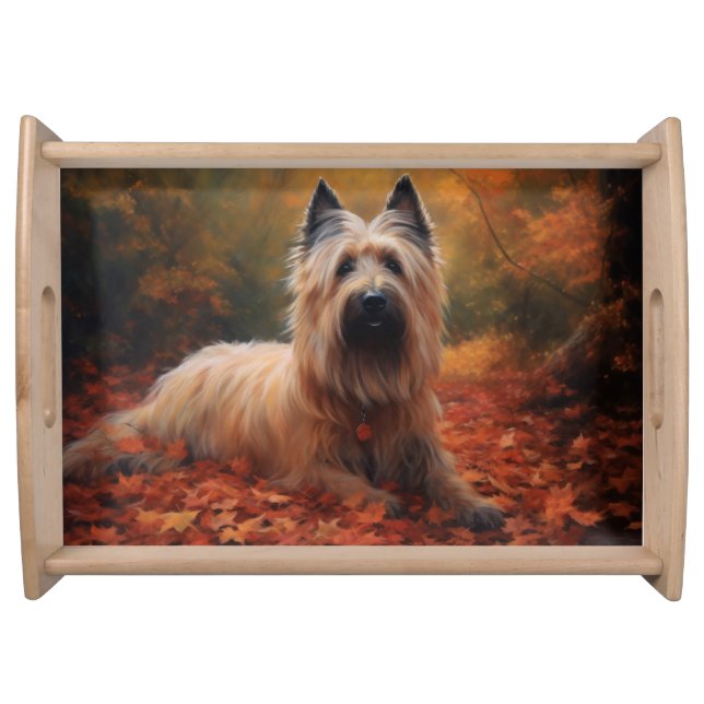 Skye Terrier in Autumn Leaves Fall Inspire Serving Tray (Front)