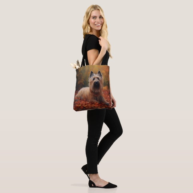 Skye Terrier in Autumn Leaves Fall Inspire Tote Bag (On Model)
