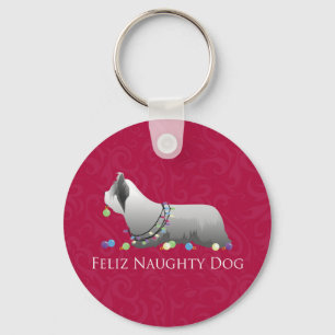 Skye Terrier Merry Christmas Design Keychain