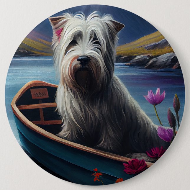 Skye Terrier on a Paddle: A Scenic Adventure Button (Front)