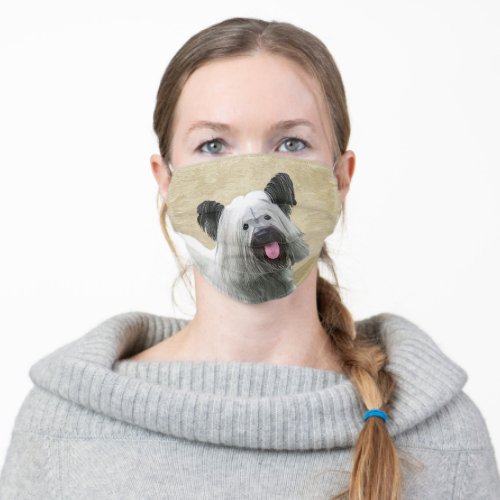 Skye Terrier Painting _ Cute Original Dog Art Adult Cloth Face Mask