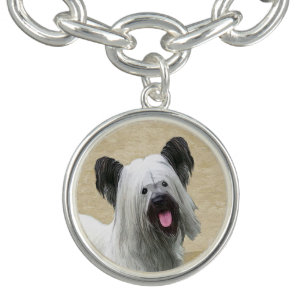 Skye Terrier Painting - Cute Original Dog Art Bracelet