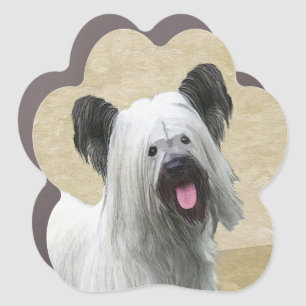 Skye Terrier Painting - Cute Original Dog Art Car Magnet