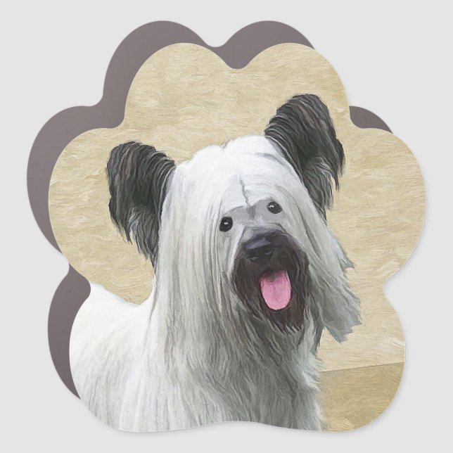 Skye Terrier Painting - Cute Original Dog Art Car Magnet (Front)